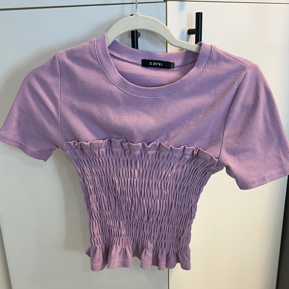 Diva Purple Smocked Crop Top